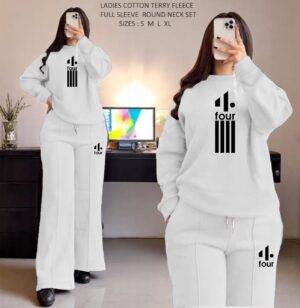 LADIES COTTON TERRY FLEECE FULL SLEEVE ROUND NECK
