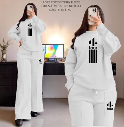 LADIES COTTON TERRY FLEECE FULL SLEEVE ROUND NECK