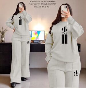LADIES COTTON TERRY FLEECE FULL SLEEVE ROUND NECK