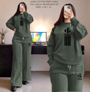 LADIES COTTON TERRY FLEECE FULL SLEEVE ROUND NECK