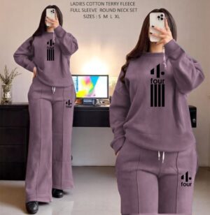 LADIES COTTON TERRY FLEECE FULL SLEEVE ROUND NECK