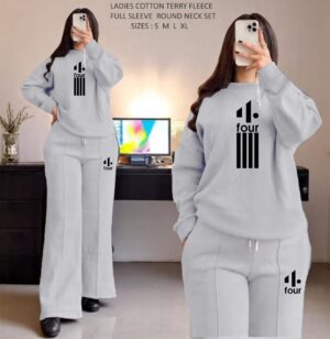 LADIES COTTON TERRY FLEECE FULL SLEEVE ROUND NECK