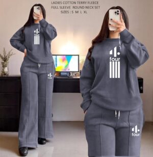 LADIES COTTON TERRY FLEECE FULL SLEEVE ROUND NECK