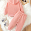 2 2pcs Baby Girl Casual Fashionable Cute Cartoon Unicorn Print Minimalist Fleece Lined Hoodie Sweatshirt And Pants Set, Autumn/Winter, Pink Hoodie Set Fall