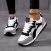 Women's Retro Low-Top Lace-Up Sneakers - Breathable Fabric Striped Casual Shoes with TPR Sole, All-Season Comfort for Running, Walking & Casual Attire, Ladies Sneakers, Running Footwear, Vintage Aesthetic, Flexible Footwear